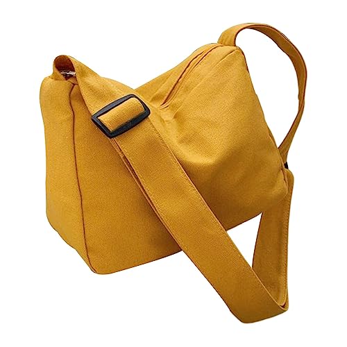 rockible Damen Umhängetasche, Umhängetasche mit Großem Fassungsvermögen, Canvas Geldbörse mit Reißverschluss, Handtasche, Einkaufstasche, Canvas Tasche für Den, GELB von rockible