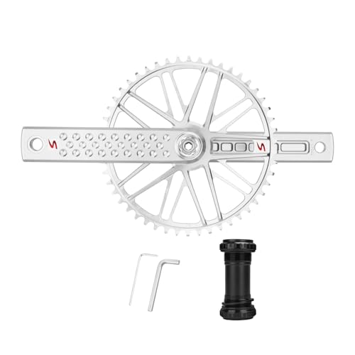 rockible Fahrrad Kurbelgarnitur, Fahrrad Kurbelarm Set, Reparatur von Outdoor Komponenten, Tragbarer Ersatz, 170 Mm Kurbelarm für Klappfahrräder, Silber von rockible