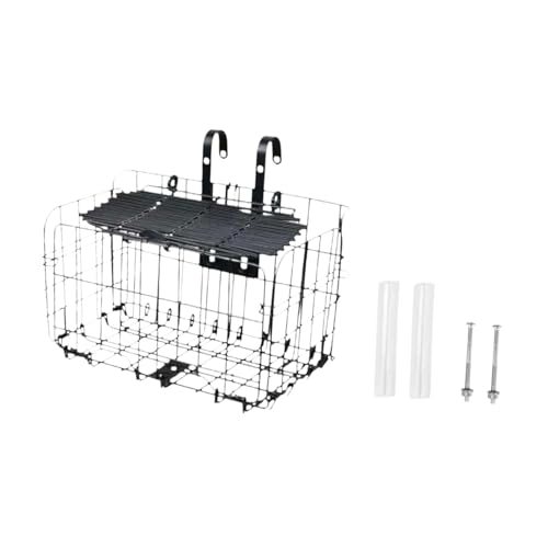 rockible Fahrradkorb-Frontdekor, Fahrrad-Frontkorb, Vorderlenkerkorb für Kinderfahrräder, Schwarz mit Deckel von rockible