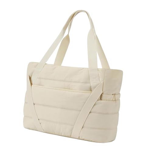 rockible Gesteppte Einkaufstasche Tragbare Reißverschluss Reisetasche Yoga-Matte Halter Tasche Gym Tote, Beige von rockible