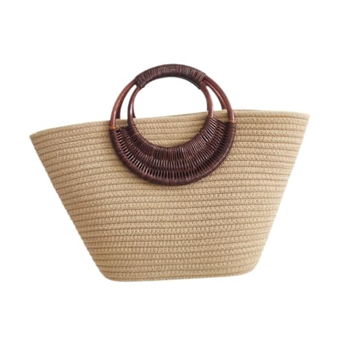 rockible Gewebte Handtasche für Damen, Elegante Sommer-/Strandtasche zum Einkaufen, Dating, Reisen, Khaki von rockible