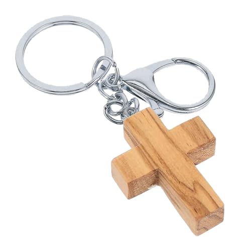 rockible Holzkreuz-Schlüsselanhänger zum Aufhängen, Ornament, religiöse Gastgeschenke, handgefertigter Schlüsselhalter, Kreuzanhänger, Schlüsselanhänger als, Silber von rockible