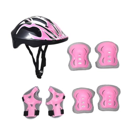 rockible Kinder Fahrradhelm Set, Skating Helm, Bequem Und Leicht, mit Ellenbogenschonern, Fahrradhelm für Inlineskaten, Rosa von rockible