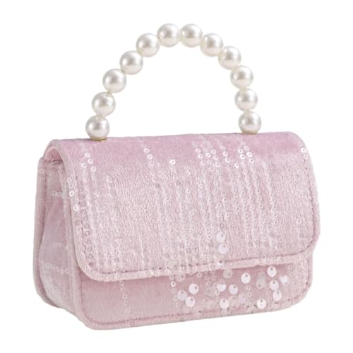 rockible Kleine Mädchen Handtasche mit Perlengriff, Umhängetasche für Shopping, Events, Partys, Rosa von rockible