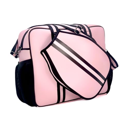 rockible Pickleball-Tasche, Pickleball-Paddel-Tasche mit abnehmbarem, verstellbarem Riemen, wasserdichte, leichte Tennistasche, Pickleball-Tasche, Rosa Und Schwarz von rockible