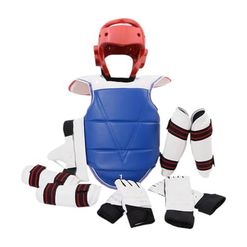 rockible Premium Karate Taekwondo Schutzset, Verstellbare, Gepolsterte Handschuhe, rot S von rockible