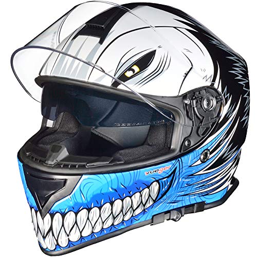 RT-824 Integralhelm Motorradhelm Kinderhelm Motorrad Integral Roller Helm rueger, Farbe:Blue Hollow, Größe:61-62 von rueger-helmets