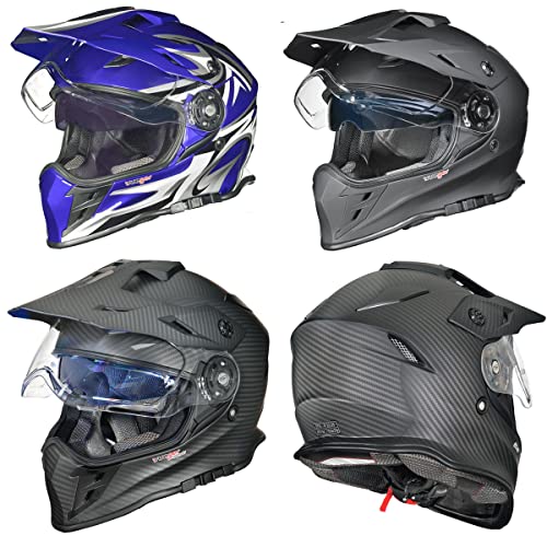 RX-967 Crosshelm Integralhelm Quad Cross Enduro Motocross Offroad Helm Pinlock, Farbe:Carbon, Größe:S (55-56) von rueger-helmets