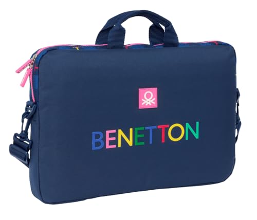 BENETTON DAMERO - Rucksack für Laptops bis 39,6 cm (15,6 Zoll), ideal für Kinder verschiedener Altersgruppen, bequem und vielseitig, Qualität und Widerstandsfähigkeit, 40 x 4 x 27 cm, marineblau, M, von safta