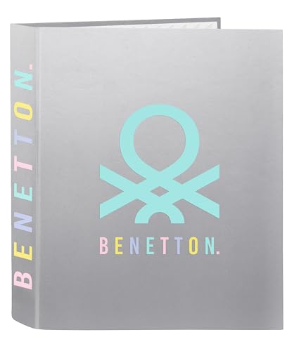 BENETTON SILVER Ringmappe mit 4 Ringen, ideal für Kinder unterschiedlichen Alters, bequem und vielseitig, Qualität und Widerstandsfähigkeit, 27 x 6 x 33 cm, Silber, silber, Estándar, Casual BENETTON SILVER Ringmappe mit 4 Ringen, ideal für Kinder unterschiedlichen Alters, bequem und vielseitig, Qualität und Widerstandsfähigkeit, 27 x 6 x 33 cm, Silber, silber, Estándar, Casual von safta