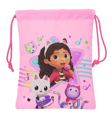 GABBY'S DOLLHOUSE PARTY Lunch Bag, Tasche für Snacks, Qualität und maximale Widerstandsfähigkeit, für Mahlzeiten, Erholung, 20 x 25 cm, Hellrosa, hellrosa, Estándar, Casual von safta