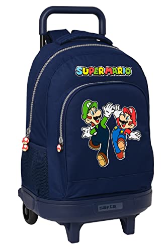 GDE Rucksack mit kompakten Rollen, ausziehbar, Super Mario, Marineblau, Estándar, Casual von safta