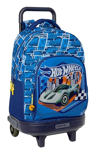 Hot Wheels Sonny Großer Rucksack mit Rädern, kompakt, abnehmbar, ideal für Kinder verschiedener Altersgruppen, bequem und vielseitig, Qualität und Widerstandsfähigkeit, 33 x 22 x 45 cm, Marineblau, Hot Wheels Sonny Großer Rucksack mit Rädern, kompakt, abnehmbar, ideal für Kinder verschiedener Altersgruppen, bequem und vielseitig, Qualität und Widerstandsfähigkeit, 33 x 22 x 45 cm, Marineblau, von safta
