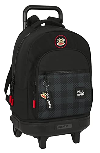 Safta PAUL FRANK Campers - großer Rucksack mit Rollen, kompakt, abnehmbar, ideal für Kinder verschiedener Altersgruppen, bequem und vielseitig, Qualität und Strapazierfähigkeit, 33 x 22 x 45 cm, Schwarz, Schwarz , Estándar, Casual Safta PAUL FRANK Campers - großer Rucksack mit Rollen, kompakt, abnehmbar, ideal für Kinder verschiedener Altersgruppen, bequem und vielseitig, Qualität und Strapazierfähigkeit, 33 x 22 x 45 cm, Schwarz, Schwarz , Estándar, Casual von safta
