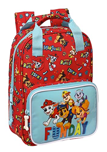 PAW PATROL Funday Kinderrucksack mit Griffen, anpassbar, ideal für Kinder verschiedener Altersgruppen, bequem und vielseitig, Qualität und Strapazierfähigkeit, 20 x 8 x 28 cm, Rot und Hellblau, Rot und Hellblau, Estándar, Casual von safta