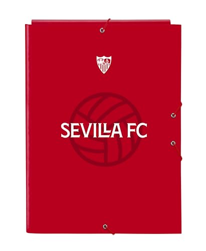 SEVILLA FC - Folio-Ordner mit 3 Klappen, ideal für Kinder verschiedener Altersgruppen, bequem und vielseitig, Qualität und Widerstandsfähigkeit, 26 x 36,5 cm, Rot, rot, Estándar, Lässig von safta