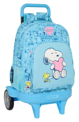 SNOOPY LOVE Großer Rucksack mit Rädern, kompakt, abnehmbar, ideal für Kinder verschiedener Altersgruppen, bequem und vielseitig, Qualität und Widerstandsfähigkeit, 33 x 22 x 45 cm, hellblau, M, Casual SNOOPY LOVE Großer Rucksack mit Rädern, kompakt, abnehmbar, ideal für Kinder verschiedener Altersgruppen, bequem und vielseitig, Qualität und Widerstandsfähigkeit, 33 x 22 x 45 cm, hellblau, M, Casual von safta