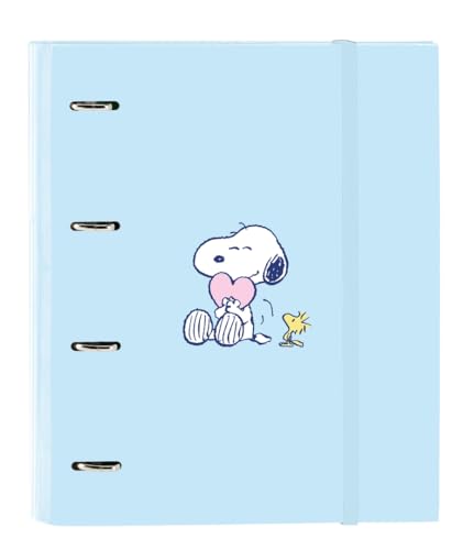 SNOOPY LOVE Ordner mit 4 Ringen, 35 cm, mit 100 A4-Blättern, ideal für Kinder verschiedener Altersgruppen, bequem und vielseitig, Qualität und Widerstandsfähigkeit, 27 x 3,5 x 32 cm, hellblau, M, SNOOPY LOVE Ordner mit 4 Ringen, 35 cm, mit 100 A4-Blättern, ideal für Kinder verschiedener Altersgruppen, bequem und vielseitig, Qualität und Widerstandsfähigkeit, 27 x 3,5 x 32 cm, hellblau, M, von safta