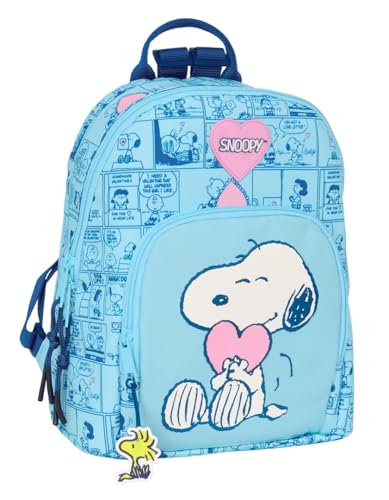 SNOOPY Love Mini-Rucksack für den täglichen Gebrauch, ideal für Kinder verschiedener Altersgruppen, bequem und vielseitig, Qualität und Widerstandsfähigkeit, 25 x 13 x 30 cm, hellblau, M, Casual SNOOPY Love Mini-Rucksack für den täglichen Gebrauch, ideal für Kinder verschiedener Altersgruppen, bequem und vielseitig, Qualität und Widerstandsfähigkeit, 25 x 13 x 30 cm, hellblau, M, Casual von safta