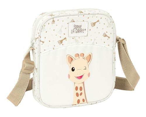 SOPHIE LA GIRAFE HONEY Kleine Umhängetasche für Kinder, ideal für Kinder von 5 bis 14 Jahren, bequem und vielseitig, Qualität und Widerstandsfähigkeit, 16 x 4 x 18 cm, Hellbeige, Hellbeige, Estándar, von safta