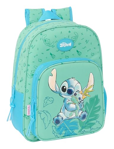 STITCH ALOHA - Animierter Schulrucksack für Kinder, Kinderrucksack, anpassbar an Kinderwagen, ideal für Kinder im Schulalter, bequem und vielseitig, 26 x 11 x 34 cm, Türkis, türkis, Estándar, Casual STITCH ALOHA - Animierter Schulrucksack für Kinder, Kinderrucksack, anpassbar an Kinderwagen, ideal für Kinder im Schulalter, bequem und vielseitig, 26 x 11 x 34 cm, Türkis, türkis, Estándar, Casual von safta