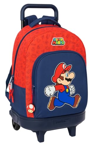SUPER MARIO TRICK Großer Rucksack mit Rädern, kompakt, abnehmbar, ideal für Kinder verschiedener Altersgruppen, bequem und vielseitig, Qualität und Widerstandsfähigkeit, 33 x 22 x 45 cm, SUPER MARIO TRICK Großer Rucksack mit Rädern, kompakt, abnehmbar, ideal für Kinder verschiedener Altersgruppen, bequem und vielseitig, Qualität und Widerstandsfähigkeit, 33 x 22 x 45 cm, von safta