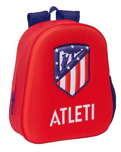 Safta ATLÉTICO DE MADRID Schulrucksack mit 3D-Design, anpassbar an den Wagen, ideal für Kinder verschiedener Altersgruppen, bequem und vielseitig, Qualität und Widerstandsfähigkeit, 27 x 10 x 33 cm, von safta