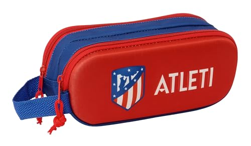 Safta ATLÉTICO DE Madrid 3D Doppelmäppchen für Kinder, ideal für Kinder im Schulalter, bequem und vielseitig, Qualität und Widerstandsfähigkeit, 21 x 6 x 8 cm, Rot, rot, Estándar, Lässig von safta