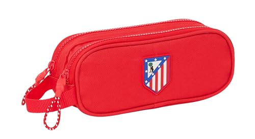 Safta ATLÉTICO DE Madrid Doppelmäppchen für Kinder, ideal für Kinder im Schulalter, bequem und vielseitig, Qualität und Widerstandsfähigkeit, 21 x 6 x 8 cm, Rot, rot, Estándar, Lässig von safta