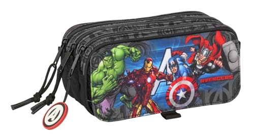 Safta Avengers Ventta Federmäppchen mit 3 Fächern, für Kinder, ideal für Kinder im Schulalter, bequem und vielseitig, Qualität und Widerstandsfähigkeit, 21,5 x 8 x 10 cm, Schwarz, M, Casual Safta Avengers Ventta Federmäppchen mit 3 Fächern, für Kinder, ideal für Kinder im Schulalter, bequem und vielseitig, Qualität und Widerstandsfähigkeit, 21,5 x 8 x 10 cm, Schwarz, M, Casual von safta