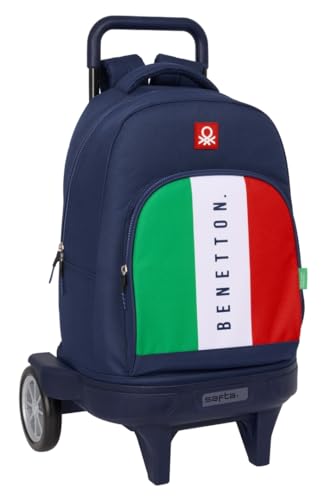 Safta BENETTON FLAG Großer Rucksack mit Rädern, kompakt, abnehmbar, ideal für Kinder verschiedener Altersgruppen, bequem und vielseitig, Qualität und Widerstandsfähigkeit, 33 x 22 x 45 cm, marineblau, Safta BENETTON FLAG Großer Rucksack mit Rädern, kompakt, abnehmbar, ideal für Kinder verschiedener Altersgruppen, bequem und vielseitig, Qualität und Widerstandsfähigkeit, 33 x 22 x 45 cm, marineblau, von safta