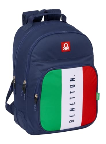 safta BENETTON FLAG Schulrucksack für Kinder, ideal für Kinder verschiedener Altersgruppen, bequem und vielseitig, Qualität und Widerstandsfähigkeit, 32 x 15 x 42 cm, marineblau, M, Casual safta BENETTON FLAG Schulrucksack für Kinder, ideal für Kinder verschiedener Altersgruppen, bequem und vielseitig, Qualität und Widerstandsfähigkeit, 32 x 15 x 42 cm, marineblau, M, Casual von safta