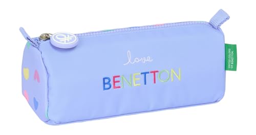 Safta BENETTON Lila Federmäppchen mit Reißverschluss und Fach, für Kinder, ideal für Kinder im Schulalter, bequem und vielseitig, Qualität und Widerstandsfähigkeit, 21 x 7 x 8 cm, Lila, M, Casual von safta