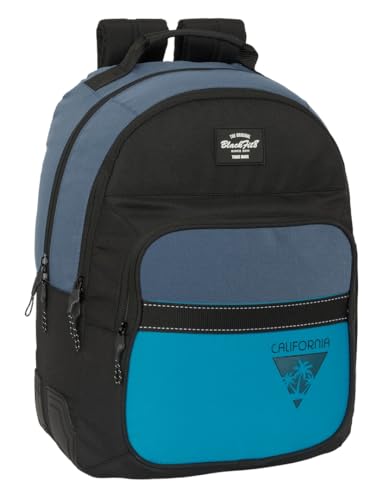 Safta BLACKFIT8 CALIFORNIA Doppel-Rucksack, anpassbar, recycelbarer Stoff, ideal für Kinder verschiedener Altersgruppen, bequem und vielseitig, Qualität und Widerstandsfähigkeit, 32 x 15 x 42 cm, von safta