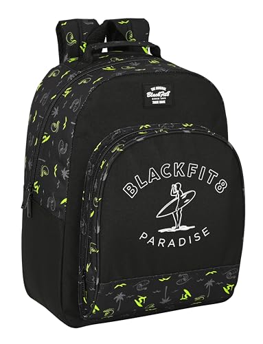 Safta BLACKFIT8 SURF PARADISE Schulrucksack, anpassbar an Trolley, Rucksack, ideal für Kinder verschiedener Altersgruppen, bequem und vielseitig, Qualität und Widerstandsfähigkeit, 32 x 15 x 42 cm, von safta