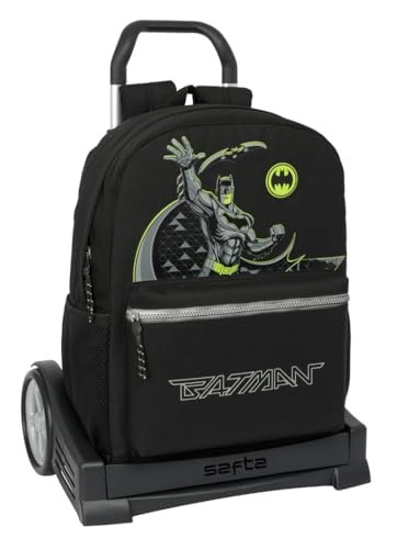 Safta Batman Game Over Rucksack, ergonomischer Rücken, mit Trolley Evolution, ideal für Kinder verschiedener Altersgruppen, bequem und vielseitig, Qualität und Widerstandsfähigkeit, 32 x 14 x 43 cm, von safta