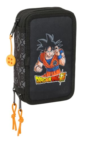 Safta Dragon Ball Combat Schulmäppchen mit 37 Utensilien, Federmäppchen für Kinder, ideal für Kinder von 5 bis 14 Jahren, bequem und vielseitig, Qualität und Widerstandsfähigkeit, 12,5 x 5,5 x 19,5 von safta