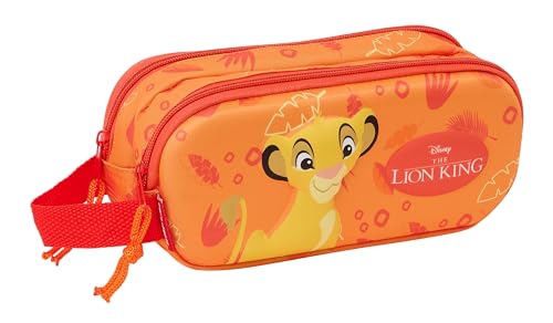 Safta EL Rey Leon 3D-Federmäppchen für Kinder, ideal für Kinder im Schulalter, bequem und vielseitig, Qualität und Widerstandsfähigkeit, 21 x 6 x 8 cm, Orange, orange, Estándar, Lässig von safta