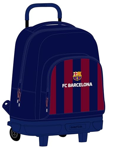 Safta FC Barcelona Großer Rucksack mit Rädern, kompakt, abnehmbar, ideal für Kinder verschiedener Altersgruppen, bequem und vielseitig, Qualität und Widerstandsfähigkeit, 33 x 22 x 45 cm, von safta