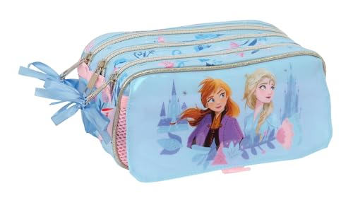 Safta FROZEN ICE MAGIC Federmäppchen mit 3 Fächern, für Kinder, ideal für Kinder im Schulalter, bequem und vielseitig, Qualität und Widerstandsfähigkeit, 21,5 x 8 x 10 cm, hellblau, M, Casual von safta