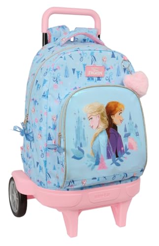 Safta FROZEN ICE MAGIC Großer Rucksack mit Rädern, kompakt, abnehmbar, ideal für Kinder verschiedener Altersgruppen, bequem und vielseitig, Qualität und Widerstandsfähigkeit, 33 x 22 x 45 cm, von safta