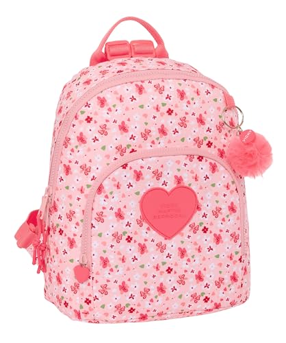 Safta GLOWLAB Hearts Mini-Rucksack für den täglichen Gebrauch, ideal für Kinder verschiedener Altersgruppen, bequem und vielseitig, Qualität und Widerstandsfähigkeit, 25 x 13 x 30 cm, Hellrosa, von safta