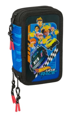 Safta Hot Wheels Let's Race Federmäppchen für die Schule mit 37 Utensilien, Federmäppchen für Kinder, ideal für Kinder von 5 bis 14 Jahren, bequem und vielseitig, Qualität und Widerstandsfähigkeit, von safta