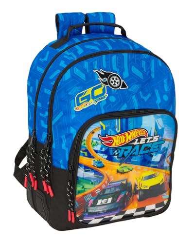 Safta Hot Wheels Let's Race Schulrucksack für Kinder, ideal für Kinder verschiedener Altersgruppen, bequem und vielseitig, Qualität und Widerstandsfähigkeit, 32 x 15 x 42 cm, Blau/Schwarz, M, Casual Safta Hot Wheels Let's Race Schulrucksack für Kinder, ideal für Kinder verschiedener Altersgruppen, bequem und vielseitig, Qualität und Widerstandsfähigkeit, 32 x 15 x 42 cm, Blau/Schwarz, M, Casual von safta