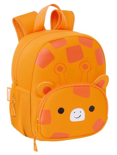 Safta JIRAFA Neopren-Rucksack, Kinderrucksack, ideal für Kinder verschiedener Altersgruppen, bequem und vielseitig, 20 x 9 x 25 cm, Orange/Braun, M, Casual von safta