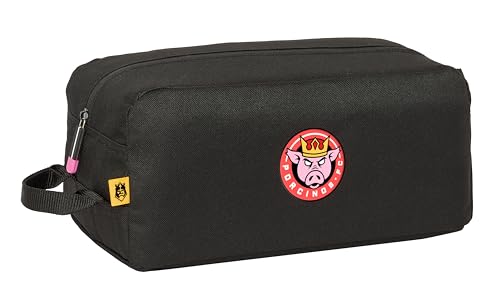 Safta Kings League PORCINOS - Mittelgroßer Schuhschrank, Mehrzweck, für Sport, Überschule, Fußball, bequem und vielseitig, 34 x 18 x 15 cm, Schwarz, Schwarz, Estándar, Lässig von safta