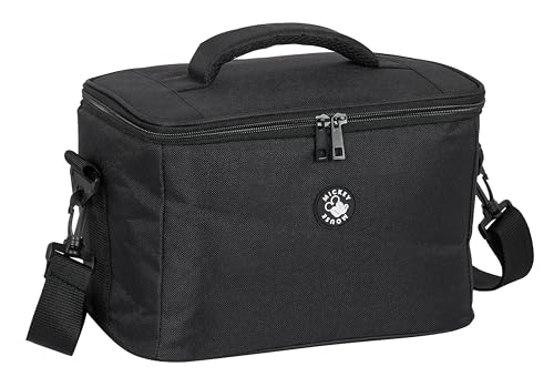 Safta MICKEY BLACK Quadratischer Kühlschrank, wasserdicht, Kühlschrank für Kälte und Wärme, leicht zu transportieren, wasserdichter Kühlschrank, Kühlbox für Ausflüge, 29 x 18 x 19 cm, Schwarz, Schwarz von safta