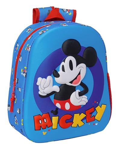 Safta Mikkey Mouse Schulrucksack mit 3D-Design, anpassbar an den Wagen, ideal für Kinder verschiedener Altersgruppen, bequem und vielseitig, Qualität und Widerstandsfähigkeit, 27 x 10 x 33 cm, Blau, Safta Mikkey Mouse Schulrucksack mit 3D-Design, anpassbar an den Wagen, ideal für Kinder verschiedener Altersgruppen, bequem und vielseitig, Qualität und Widerstandsfähigkeit, 27 x 10 x 33 cm, Blau, von safta