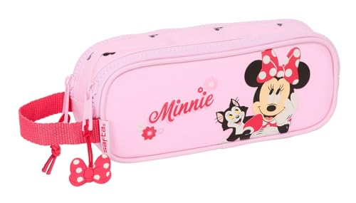 Safta Minnie Mouse NAIVE Doppelmäppchen für Kinder, ideal für Kinder im Schulalter, bequem und vielseitig, Qualität und Widerstandsfähigkeit, 21 x 6 x 8 cm, hellrosa, M, Casual von safta