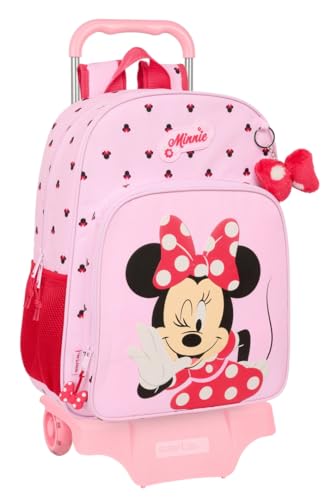 Safta Minnie Mouse NAIVE Großer Schulrucksack mit Trolley, Kinderrucksack, anpassbar an Kinderwagen, ideal für Kinder im Schulalter, bequem und vielseitig, Qualität und Widerstandsfähigkeit, 33 x 15 x von safta